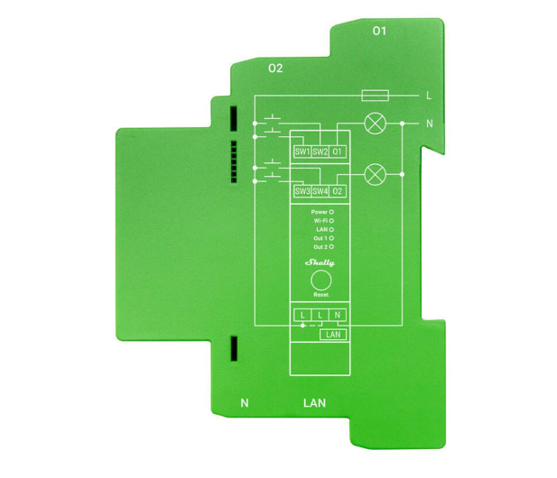 Shelly 2-kanałowy ściemniacz na szynę DIN Pro Dimmer 2 - 1268493 - zdjęcie 2